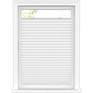 LazBlinds Tool-Free Cordless Pleated Shades with Suction Cups Light Filtering Top Down Bottom Up Pleated Blinds for Windows Size 31" W X 64" H, White