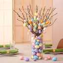 Giegxin 100 Pcs Artificial Easter Spray Vine Eggs with Vase for Easter Decoration, Spring Floral Stems Egg Twig Branches for DIY Spring Displays and Centerpiece Wreath Decoration