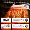 400W Heat Lamp for 30 Chicks, 9.84ft Cord UL Passed Brooder Heating Plate & Carbon Fiber Bulb Chicken Coop with Adjustable Temp & Hanging Height for Livestock Pet Supplies (Silver)