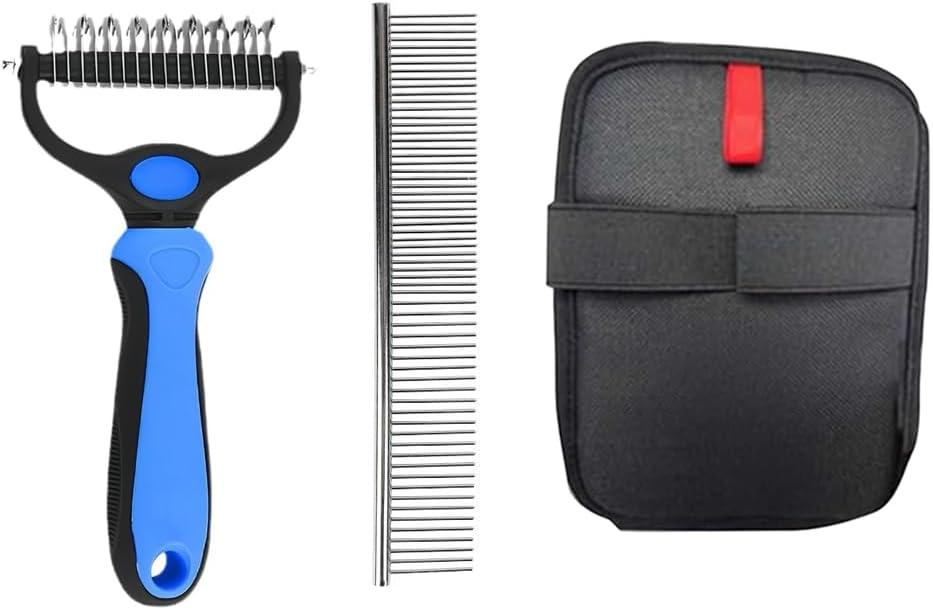 3-in-1 Pets Dog Deshedding Brush & Cat Grooming Tool with Comb, Rake for Shedding Control, Removes Loose Remover Hair & Mats, Pets Hair Removal Tool