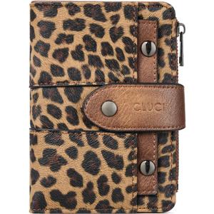 CLUCI Small Wallet for Women Leather Slim Womens Wallet Bifold Multi Card Holder Organizer Designer with Removable ID Window (Leopard)