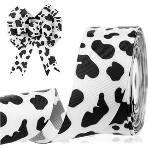 Chuangdi Cow Print Ribbon 1.5 Inch 20 Yards Grosgrain Animal Cow Craft for Hair Bows Headbands Making and Craft Wrapping