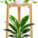 2 Tier Round Bamboo Plant Stands Shelf Indoor , Wooden Corner Flower Pot Stands Shelf, Tall Plant Pedestal Holder Rack in Living Room Patio Balcony Outdoor, D12 H23.6 Inch