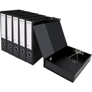 HUA JIE A4 Storage File Boxes Plastic Archives Cases, PVC File Folder Organizer Document Storage Filing Box for office,32.5×6.5×24 cm, Black(Pack of 6)