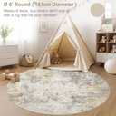 6ft Round Area Rug Living Room Rugs - 6x6 Washable Neutral Modern Abstract Soft Thin Rug Indoor Floor No Slip Rug Carpet for Bedroom Under Dining Table Home Office Decor - Golden Grey,6' (Round)