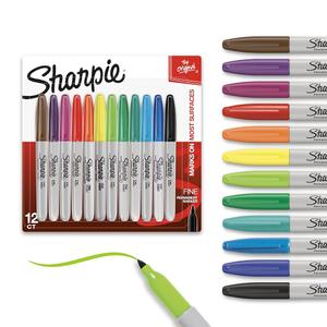 Sharpie Permanent Markers Quick Drying And Fade Resistant Fine Tip Marker Set For Wood Plastic Paper Metal And More Drawing Coloring And Poster Marker Assorted Colors 12 Count, Pack of 2