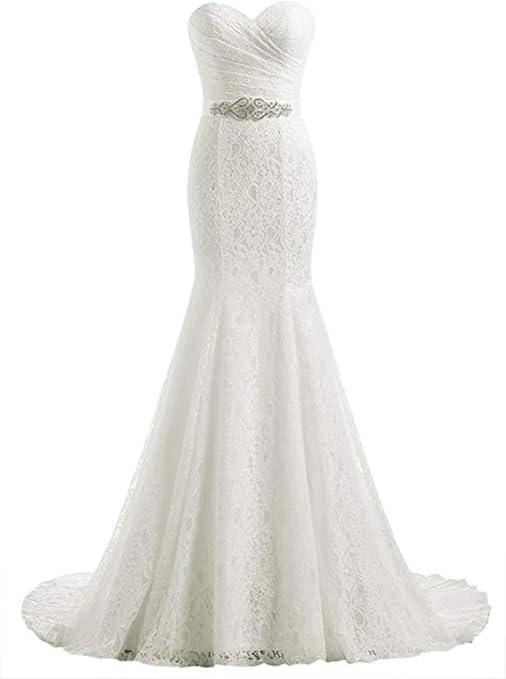 Women's Lace Mermaid Bridal Wedding Dresses, White Dress, 16 Plus