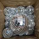 HyDren 30 Pcs Mini Disco Ball Hanging Mirror Reflective Disco Ball Ornaments Decorations for Wedding Party Cake Decor(3.15/2.36/1.57/0.79 Inches)
