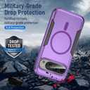 for Google Pixel 9/9 Pro Case,[Compatible with Magsafe] [Military Grade Drop Tested] Shockproof Magnetic Tough Rugged Protective Phone Case -6.3 inch (Purple)