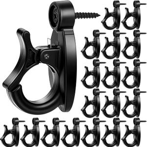 Timgle 40 Pcs Light Hangers Hooks String Light Hooks Screw in Ceiling for Hanging Black Outdoor Clips with Safety Buckle for Door Wall Wire Plants Home Patio Garage Kitchen