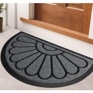 ubdyo Front Door Mat - Low Pile Front Door Mat Outside Entrance - Muddy Dirt Trapping Welcome Matt Outdoor - Rubber Backing Anti Slip Indoor Doormat Entrance, 30" x 17", Bright Grey