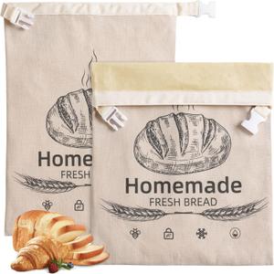 2 Pack Beeswax Bread Bags for Sourdough,Reusable Organic Linen Beeswax Bread Bag for Homemade Sourdough 17 x 12.6 Inches Food Storage Cloth Bag  Freezer-Friendly & Freshness Preservation