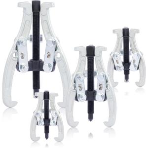 Orion Motor Tech Gear Puller Set, 3" 4" 6" 8" 3 Jaw Puller Kit for Pulley Gear Bearing Flywheel Removal, Heavy Duty Pulley Puller with Reversible Jaws 4 pcs Bearing Puller Tool Kit (silver)
