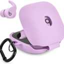 Case for Beats Fit Pro Cover, VISOOM Soft Case for Apple Beats Fit Pro 2021 Silicone Protective Beats Pro Case Shockproof Beat Pro Fit Case Logo Visible Beats Earbud Case Cover with Keychain (Purple)