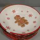 Bico Traditional Gingerbread Man Pasta Bowls, 35oz Salad Bowl Set of 4, Large Ceramic Serving Dinner Bowls for Soup and Cereal, Microwave and Dishwasher Safe, Gift for Housewarming and Holiday