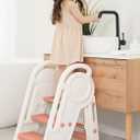 Pink 3 Step Stool for Toddlers, Tall Kids Toddler Stool for Bathroom Sink