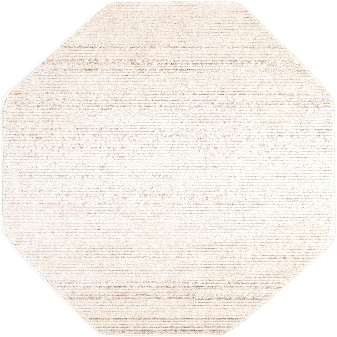 Unique Loom Gemstone Collection Area Rug - Topaz (4' 2" Octagon, Ivory/ Brown)