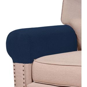 Turquoize Stretch Armrest Covers for Chairs and Sofas Couch Arm Covers for Sofa Spandex Jacquard Armrest Covers Anti-Slip Furniture Protector Washable Armchair Slipcovers for Recliner Set of 4, Navy