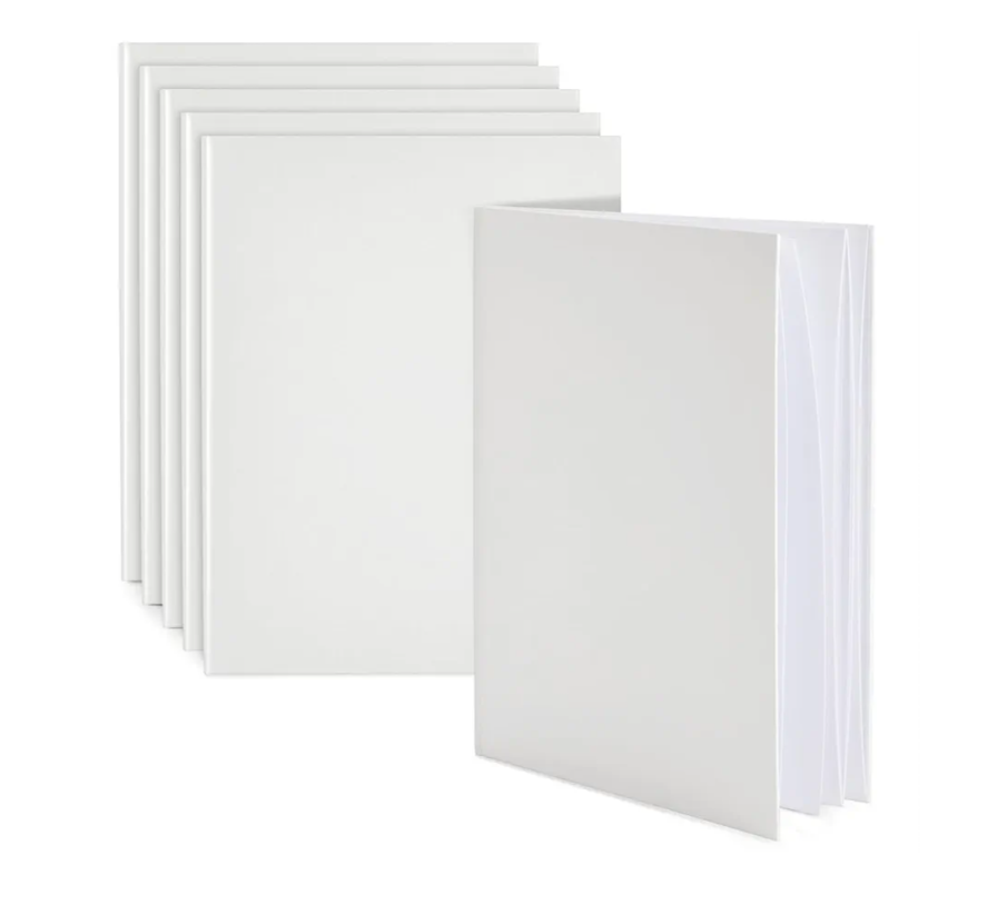 Paper Junkie 6 Pack 8.5x11 inch White Blank Hardcover Books for Kids to Write Stories, Unlined Scrapbook and Journal - 18 Sheets/36 Pages Each