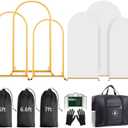 Arch Backdrop Stand and Cover Set (7.2ft,6.6ft,6ft) Metal Arch Frame Stand Gold, Wedding Birthday Party Baby Shower Graduation (White, 7.2Ft+6.6Ft+6Ft)