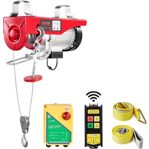 VEVOR 880lbs Electric Hoist with Wireless Remote Control, 110v Electric Hoist with Remote Control, 40ft/20ft Lifting Height & Pure Copper Motor, for Garage Warehouse Factory