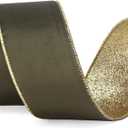 Ribbli Dark Moss Velvet Wired Ribbon 2.5 Inch Moss Green Velvet with Gold Glitter Christmas Ribbon for Christmas Tree Decoration Big Bow Gift Wrapping Crafts Wreaths Supplies- 10 Yards