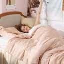 Bedsure Twin/Twin XL Comforter Set - Dusty Rose Bed Set, 2 Pieces Cute Floral Bedding, 1 Soft Reversible Botanical Flowers Comforter and 1 Pillow Sham