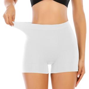 Womens Slip Shorts for Under Dress Seamless Shapewear Boyshorts Tummy Control Panties Shaping Shorts (Small, #1 White(light Tummy Control))