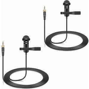 2-Pack Lavalier Lapel Microphone Compatible with Sennheiser Wireless System Bodypack Transmitter, Omnidirectional Condenser Mic for YouTube, Lectures, Living Performance