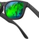 VELAZZIO Mens Sunglasses Polarized With UV400 Protection, Fits for Women Fashion Driving, Fishing, Sports, Beach, Golfing (Black Frame Green Lens)