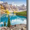 Large Wall Art Decor Landscape view Moraine lake Canadian Rocky Mountains Vertical Pictures Framed Canvas Wall Art for Living Room Bedroom Bathroom Artwork Paintings Kitchen 36x24 (Color10)