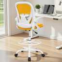 Primy Drafting Chair Tall Office Chair with Flip-up Armrests Executive Ergonomic Computer Standing Desk Chair with Lumbar Support and Adjustable Footrest Ring (Mustard), 934-Z
