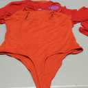 Avidlove Bodysuits for Women Round Neck Shapewear Bodysuit Long Sleeve Bodysuit Sexy Mesh Top Double Lined Cutout Shirt (X-Large, Red)