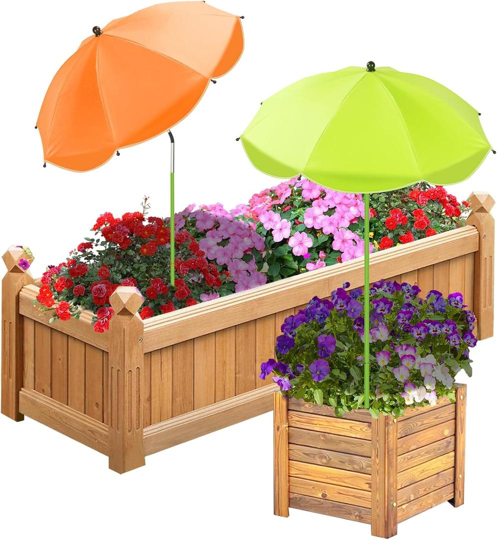 2 Pack Upgraded Plant Umbrellas for Outdoor Plants, 26" Larger Garden Plant Umbrella Shade with Adjustable Angle, 43.4" Higher Sun Shade for Plants, Potted Plant, Garden Beds (Green, Orange)
