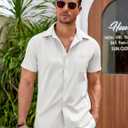COOFANDY Mens Casual Button Down Shirts Short Sleeve Summer Beach Vacation Shirts (White, L)