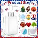 Gejoy Seasonal Soap Dispenser Patriotic 4th of July Magnetic Interchangeable Set - Ceramic Hand Soap Dispenser with 9 Seasonal Resin Ornaments & Magnetic Pads-Festive Bathroom & Kitchen Dec(Silver)