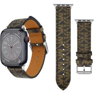 Compatible with Apple Watch Band 49mm 45mm 44mm 42mm 41mm 40mm 38mm for Women Men, Classic Designer Leather Replacement Strap for Apple iWatch Ultra/Ultra 2 Series SE SE2 9/8/7/6/5/4/3/2/1