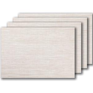 LEXMORE PVC Woven Placemats 4 PCS Wipeable Indoor/Outdoor Table Mats Washable Vinyl Place Mats for Dining Table, Set of 4-Beige