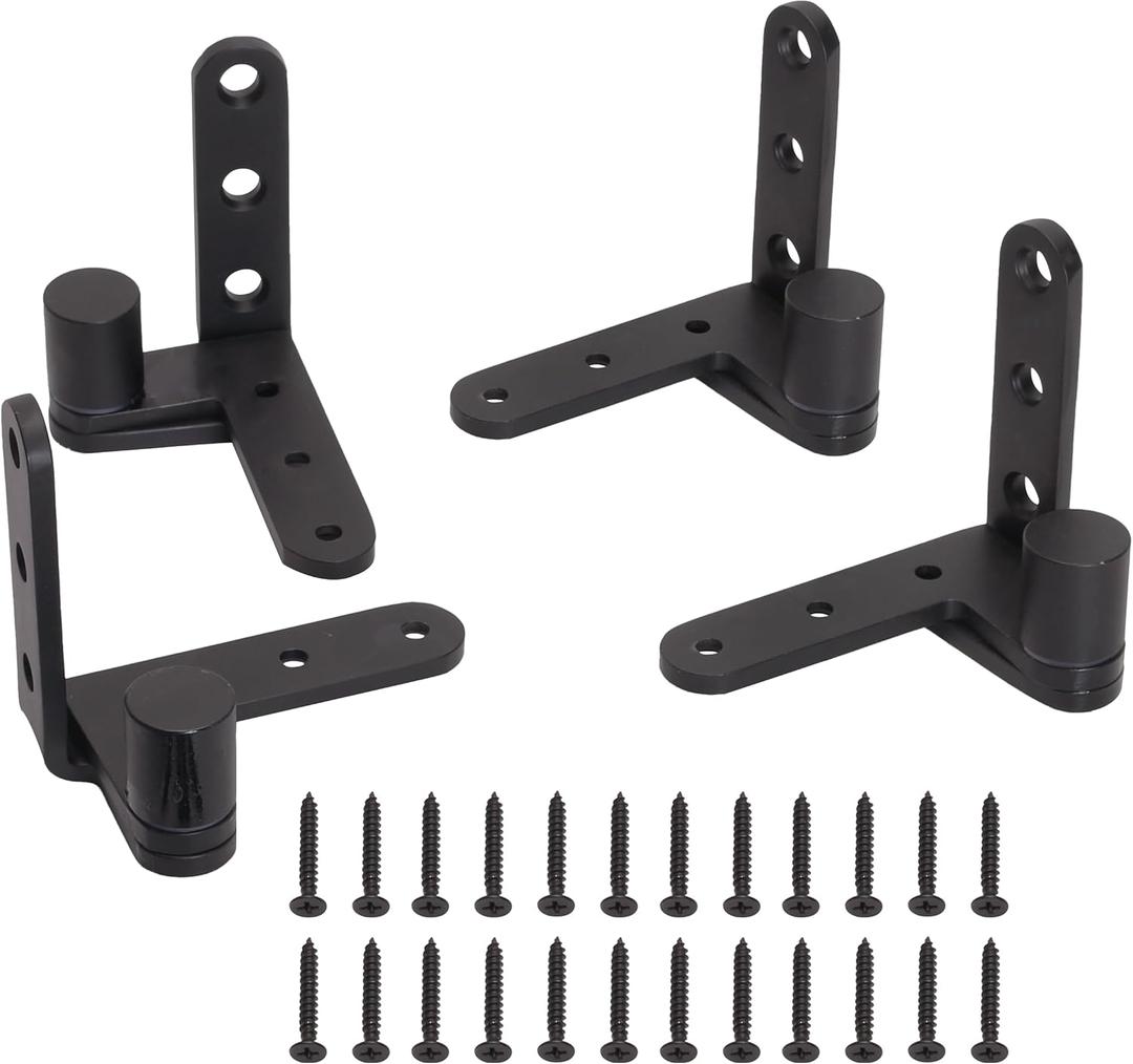 4 Pack Black Door Pivot Hinges Heavy Duty, 270 Degree Rotating Pivot Hinge, for Max 176lbs, for Wood Door, Cupboard/Swinging/Cafe/Saloon Door, Fence Gate Hinge, 201 Stainless Steel Pivot Hinge