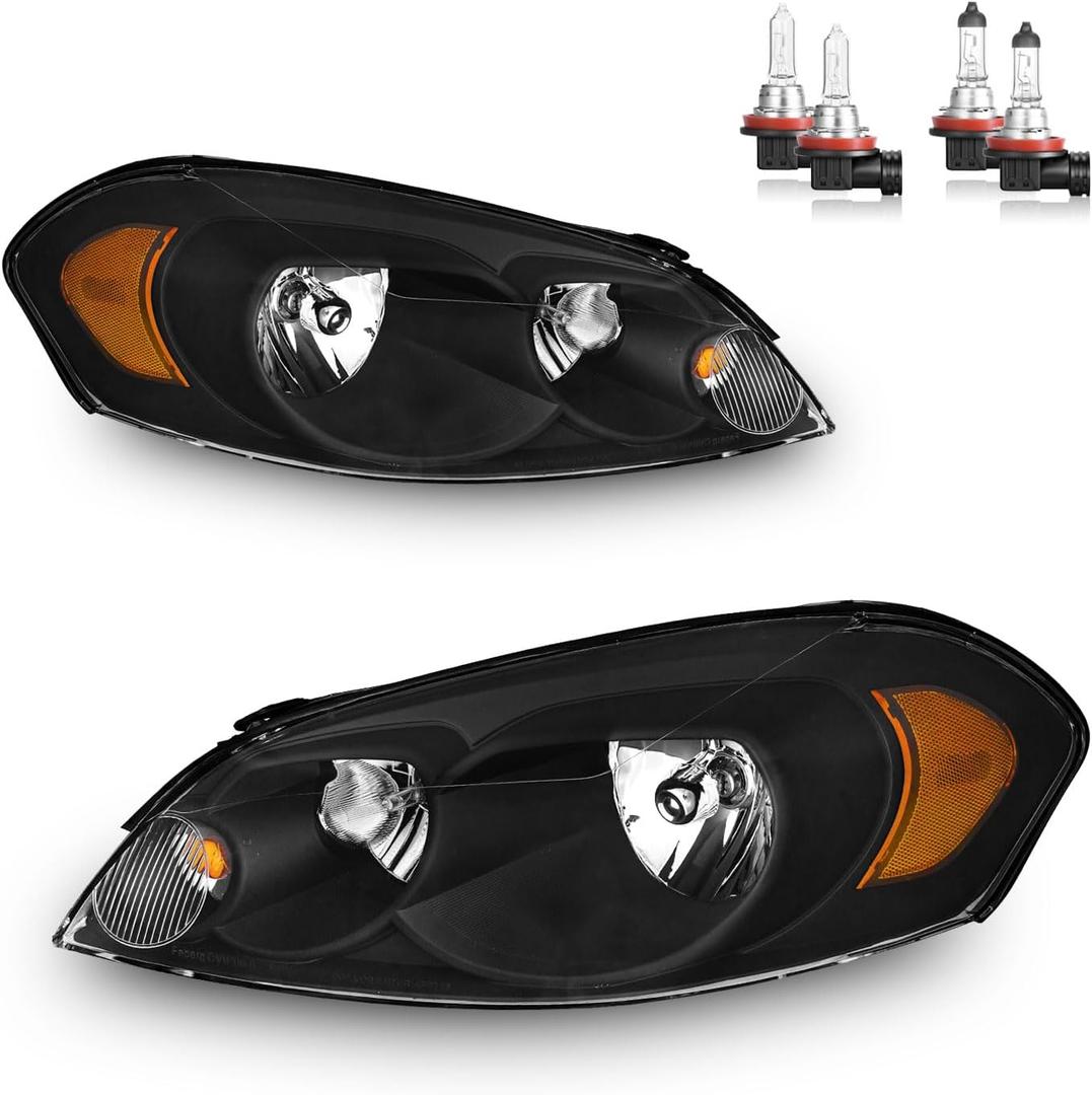 Headlights with High/Low Beam Bulbs for 2006-2013 Chevy Impala