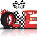 TONIFUL Race Car ONE Letter Sign Table Centerpieces Fast One Birthday Decorations for Boys,Cars 1st Birthday Decorations for One Year Old Birthday Favors Party Baby Shower Photo Booth Props(2 Set)