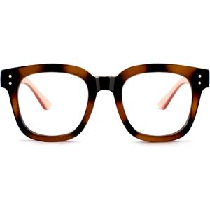 Madison Avenue Oversized Blue Light Blocking Glasses for Women Fashion Blue Light Blockers Anti Eyestrain & UV Protection Computer Eyeglasses (Brown Demi Pink)