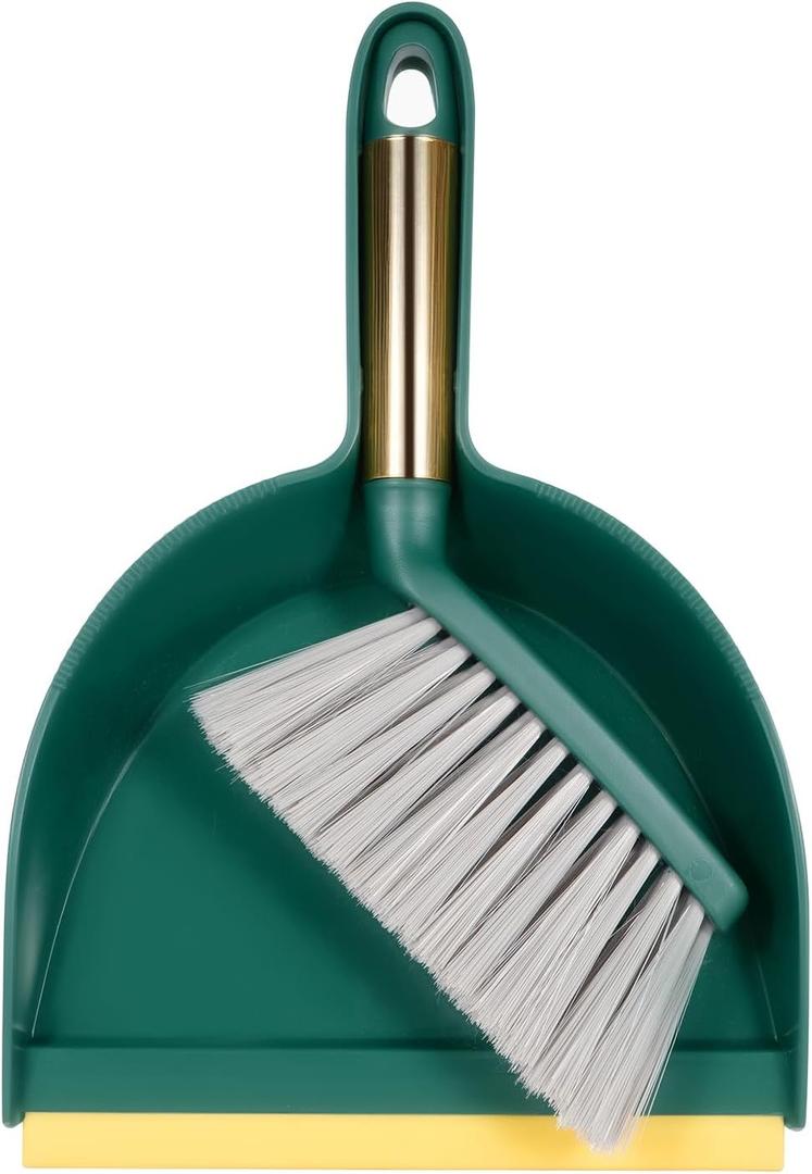 Small Broom and Dustpan Set, Dustpan and Brush Set, Small Brush and Dustpan Set, Hand Broom and Dustpan Set, Mini Handheld with Home, Desktop, Kitchen, Pet (Green)