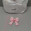 3 Pcs Small Bow Wooden Sign Tall Standing Block Coquette Room Decor Bow Centerpieces for Table Topper Girly Coquette Party Tiered Tray (Pink Bow)