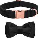 ARING PET Bowtie Dog Collar,Velvet Dog Collars with Removable Bowtie, Adjustable Bowtie Collar for Girl and Boy Dogs. (Large (Pack of 1), Black)