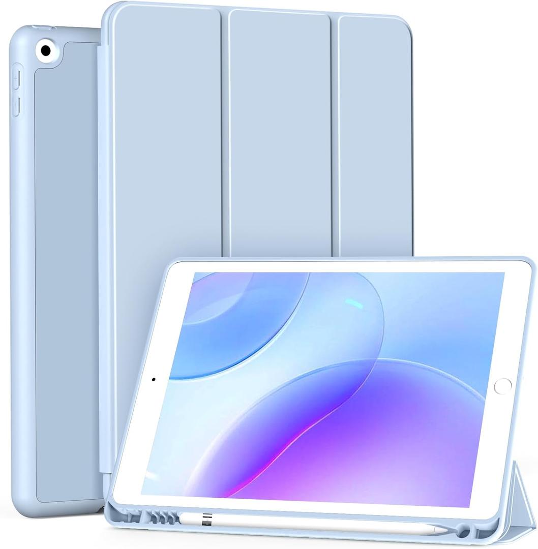 Case for iPad mini 5th Generation 2019 / Mini 4th Generation 2015 with Pencil Holder, Auto Wake/Sleep, Ultra Slim Lightweight Trifold Smart Soft TPU Back Case for iPad mini 5/4, Blue