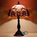 Tiffany Lamp Touch Control Table Lamp Pink Stained Glass Desk Lamp 12X12X19 Inches Jewelry Style Reading Light