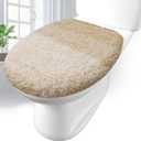 Arotive Soft Microfiber Bathroom Toilet Lid Cover, Machine Washable Seat Covers, 17.5 x 15, Stays in Place Rubber Backing, Fits Most Round, Elongated and Oblong Lids, Accessories Decor, Camel