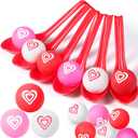 24 Pack Spoon Relay Race Toy Set for Adults, Heart Ball and Spoon Race Game for Indoor Outdoor Office Party Supplies Favors(Red)