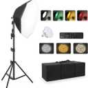 Softbox Continuous Lighting Kit 1 Pack for Camera Photo Video Photography Studio Light with 28'' x 28''Octagon Softbox and Dimmable Super Bright Bulb/Nylon Color Screen/Light Stand/Carrying Bag